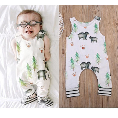 

New Infant Baby Boy Girls One-Piece Cute Sleeveless Romper Sunsuit Outfits 0-24M