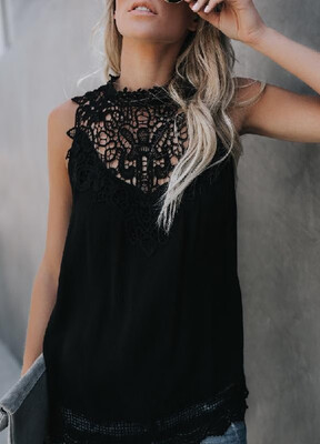 

Sexy&Romantic Hollow-out Lace Chiffon Top