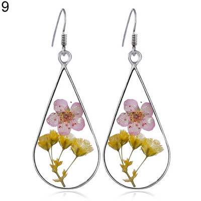 

Fashion Women Dried Flowers Dangle Ear Drops Teardrop Hook Earrings Jewelry Gift