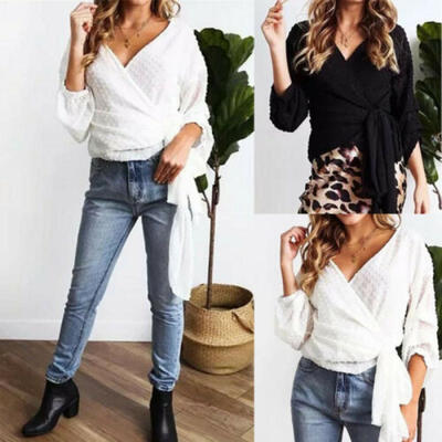 

Fashion Women Long Sleeve Blouse V-Neck Sexy Shirt Ladies Summer Tunic Tops