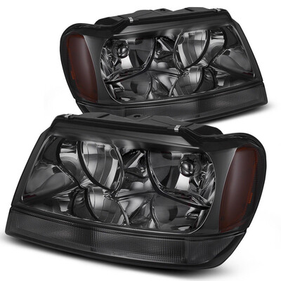

Headlight Assembly for 1999 2000 2001 2002 2003 2004 Jeep Grand Cherokee OE Smoked Housing Headlamp