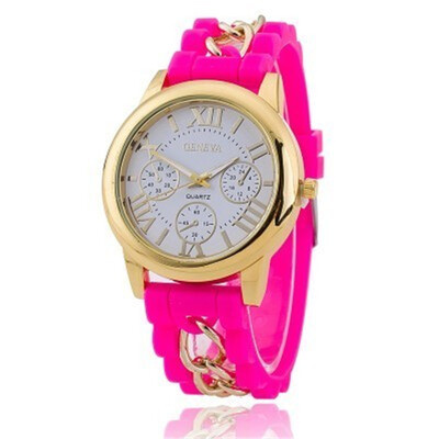 

Geneva fake three-eye watch casual silicone jelly bracelet womens watch