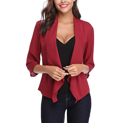 

Toponeto Womens Open Front Light Cardigan 34 Sleeve Thin Chiffon Blazer