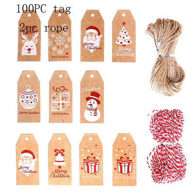 

JPGIF 100 Pieces Of 10 Styles Of Christmas Kraft Paper Gift Tag Hanging With 100 Foot Cotton Thread