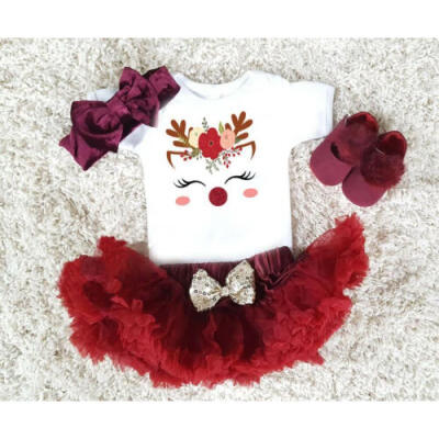 

SUNSIOM Newborn Baby Girls Flower Print Tops T shirtTutu Skirts Princess Party Dress