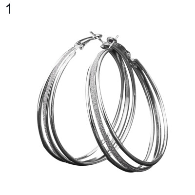 

Women Dull Polish Hoop Earrings Circle Round Night Club Statement Jewelry Gift