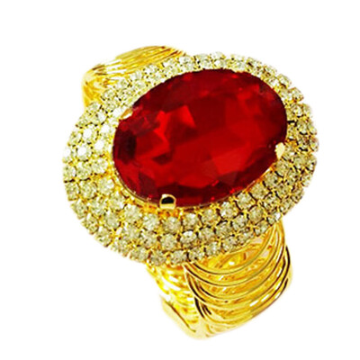 

New&Popular Women Fashion Gold Oval Full Rhinestone Ruby Ring Bangle Bracelet Gifts