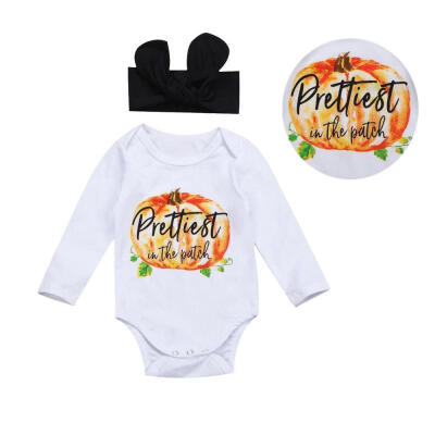 

Cotton Newborn Infant Baby Boys Girls clothes long sleeve round neck Bodysuit Geometry letter print Jumpsuit Clothes solid Hea