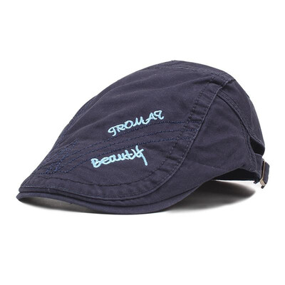 

Men Women Unisex Duckbill Cap Cotton Berets Letter Print Peaked Caps Vintage Golf Cabbie Newsboy Hats