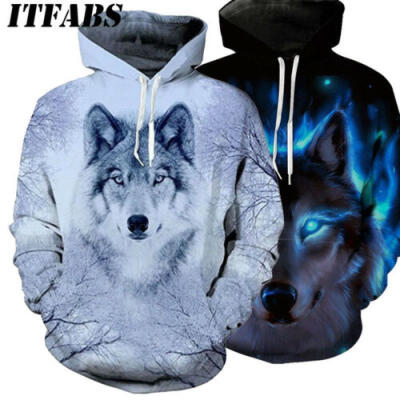 

Women Men Animal Graphic 3D Wolf Print Hoodie Sweater Sweatshirt Pullover Tops