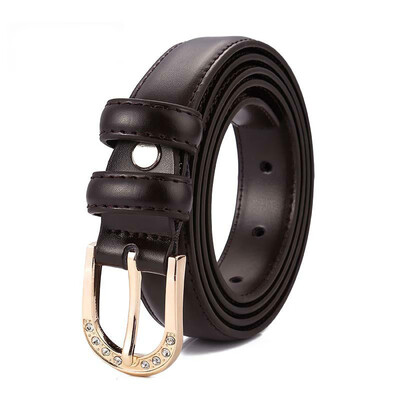 

Lady cowhide car stitching slender waist with womens leather rhinestone needle buckle belt fashion candy color decorative Belt