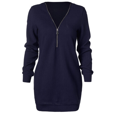

Longline Sweater with Half Zipper