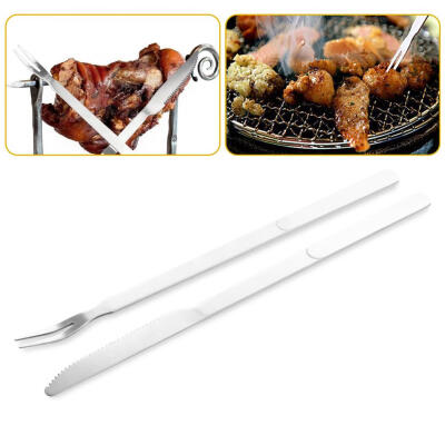 

2PCS Stainless Steel BBQ Knife Fork Camping Grilling Kitchen Tools Set