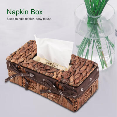 

Greensen Handmade Craft Tissue Napkin Box Paper Towel Case Straw Knitted Holder