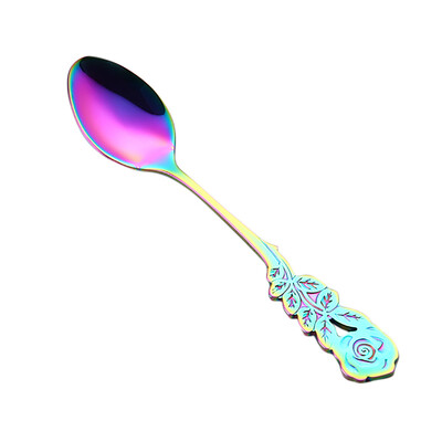

Gobestart Stainless Steel Flower Spoon Coffee Tea Spork Flatware Dessert