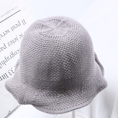 

Korean folding sunscreen fisherman basin hat childrens hat spring&summer solid color curly edge shading knitted gift hat