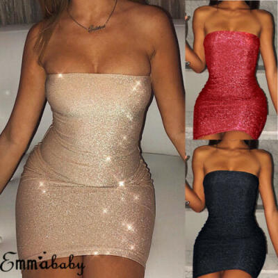 

New Women Prom Club Short Sequin Dress Evening Party Cocktail Glitter Mini Dress