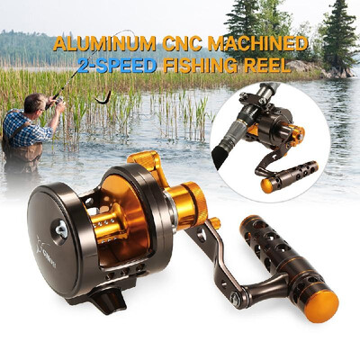 

Aluminum CNC Machined 2-Speed Fishing Reel Lever Drag Big Game Trolling Reel Sea Boat Jigging Reel