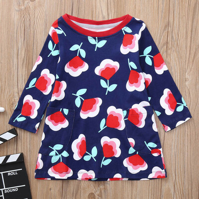 

Children Kids Girls Long Sleeved Flower Floral Print Dress Clothing