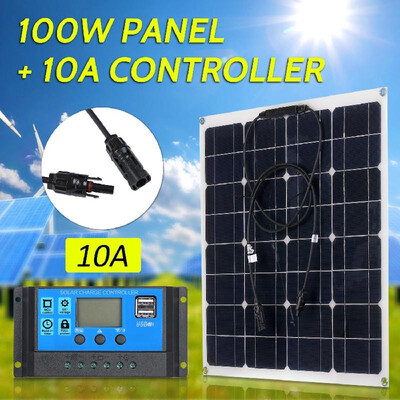 

100W 18V Monocrystalline Solar Panel Module Kit High Efficiency IP65 Water Resistance with 1020304050A Solar Charge Controller