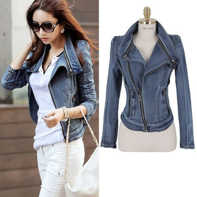 

Roseonmyhand Women Long Sleeve Denim Coat Ladies Casual Jacket Outwear Jeans Overcoat