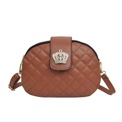 

Crown Shoulder Shell Handbags Women Lattice PU Leather Small Messenger Bags
