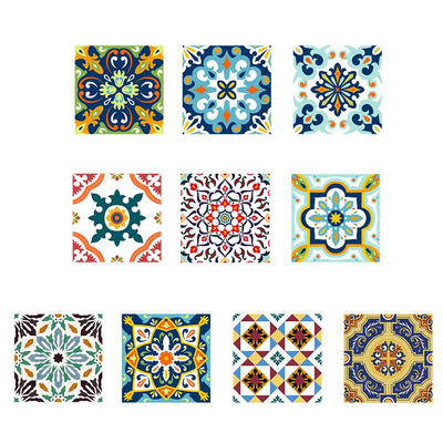 

Retro Flowers Waterproof Tiles Stickers Bathroom Kitchen Wall Stickers
