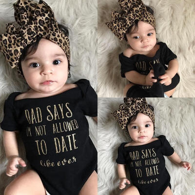 

Newborn Baby Girls Romper Bodysuit Jumpsuit Leopard Headband Outfits Clothes Set