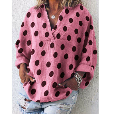 

Women V Neck Loose Long Sleeve Blouse Cotton Linen Summer Casual T Shirt Tops