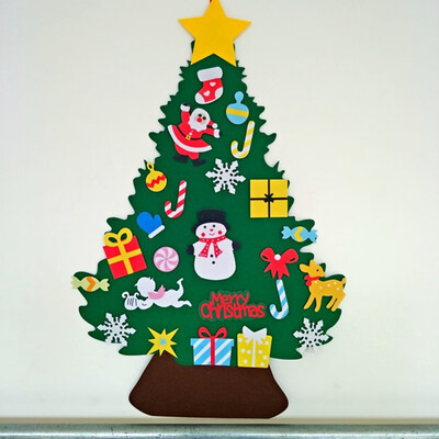

DIY Felt Christmas Tree & Ornaments New Year Gifts Kids Toys Wall Hanging Decor