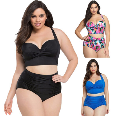 

Womens High Waist Swimsuit Plus Size Swimwear Beach Bikini Set Bathing Suit New