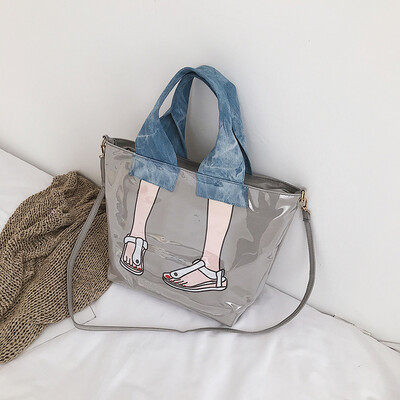 

Ins spring&summer portable bag women 2019 new Korean version of Joker personality transparent jelly bag shoulder Messenger bag