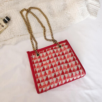 

Tailored 2019 New Simple Contrast Color Chain Messenger Bag Fashion Casual Shoulder Bag