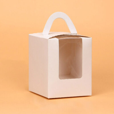 

5Pcs Cupcake Muffin Fairy Cake Box Clear Window Container with Handle Party Gift