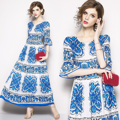 

DFYOP New Style Womens Printing Big And Long Skirt