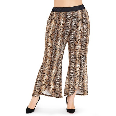 

Plus Size Snakeskin Print Flare Pants