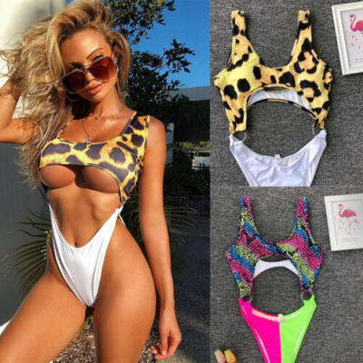 

Women Snake Print One-Piece Swimwear Bikini Thong Swimsuit Leopard Swimsuit Set