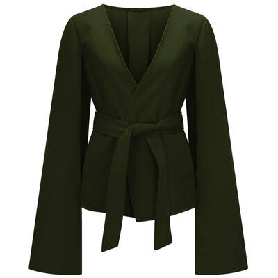 

Women Waterfall Belted Waist Long Trench Coat Ladies Blazer Jacket Cardigan