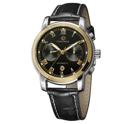 

FORSINING genuine leather waterproof week calendar mens automatic mechanical watch belt mens watch