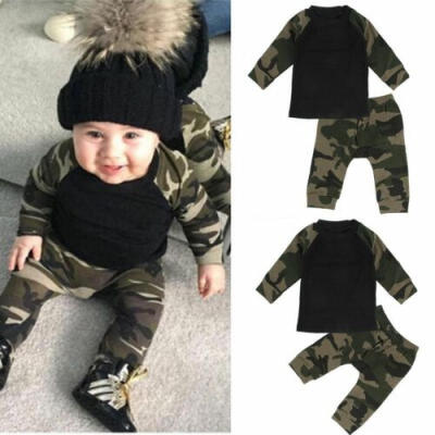 

USA Newborn Toddler Infant Kids Baby Boy Clothes T-shirt TopsPants Outfits Set