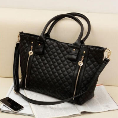 

Black Retro Women Office Lady PU Leather Shoulder Tote Bag Hobo Large bag