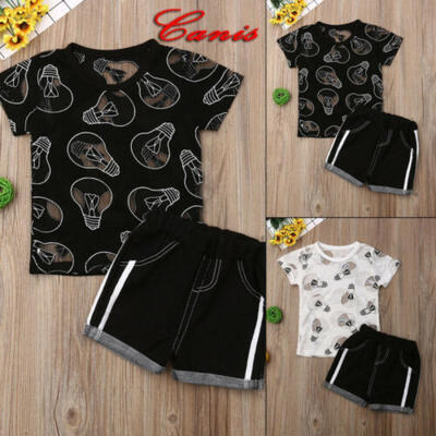 

US Stock Toddler Kids Baby Boy T-shirt Tops Shorts 2Pcs Outfits Set Clothes 0-5T