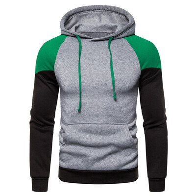 

Toponeto Men Autum Winter Long Sleeve Hooded Sweatshirt Patchwork Outwear Tops Blouse