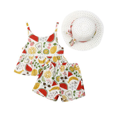 

Toddler Baby Girls Dress Ruffle TopPantsHat Set Kids Summer Clothes Outfits
