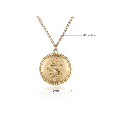 

Vintage Multi Layered Women Coin Necklace Choker Silver Gold Jesus Moon Rose Flower Pendant Necklace Long Chain Collier Jewelry