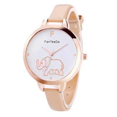 

Featured Womens Watches Elephant Pattern Dial Ladies Fashion Quartz Wristwatch Leather Strap Clock Simple Relogio Feminino