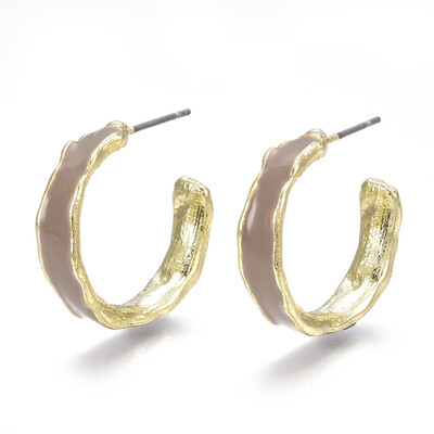 

Alloy Ear Studs with Enamel&Steel Pins Light Gold Tan 215x23x55mm Pin 07mm