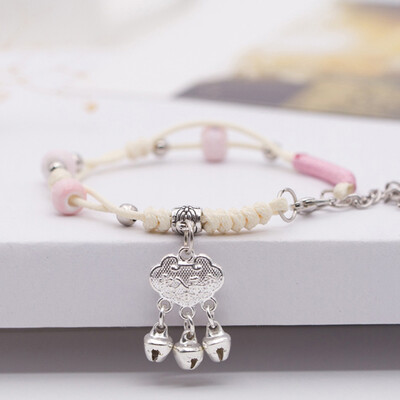 

Cute Pink Rope Chain Romantic Decoration Cross Jewelry Water Drop Concentric lock Bell Pendant Bracelet