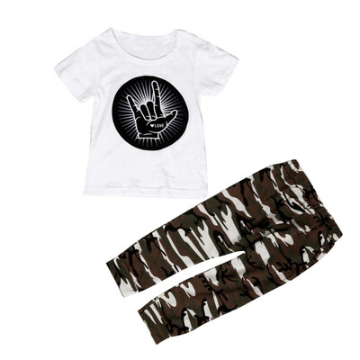 

1Set Infant Toddler Baby Boys Print T-shirt TopsPants Outfits Clothes