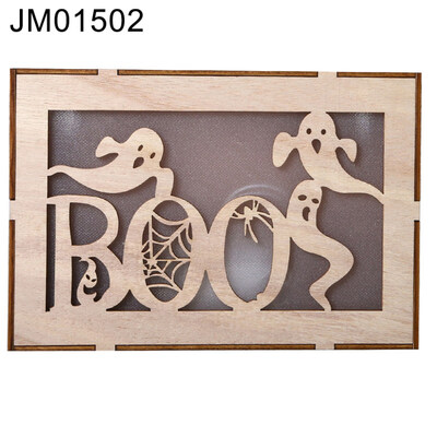 

Wooden Rectangle Pumpkin Haunted House Pendant LED Night Light Halloween Decor